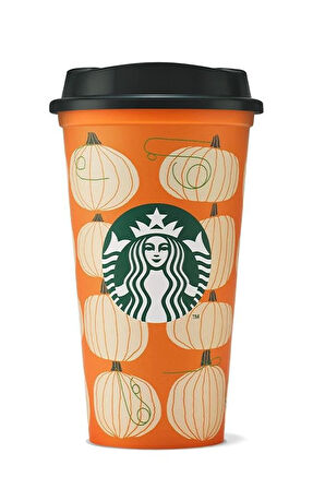 Starbucks Balkabağı Tasarımlı Plastik İçecek Bardağı 473ml