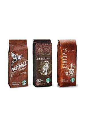 Starbucks Guatemala Ethiopia Sumatra Filtre Kahve 3x250 gr 3 Paket Kahve Makinası İçin Çekilmiş