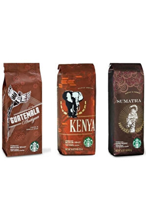 Starbucks Guatemala Kenya Sumatra Filtre Kahve 3x250 gr 3 Paket French Press Için Çekilmiş