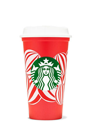 Starbucks Yılbaşı Tasarımlı Plastik Yeniden Kullanılabilir İçecek Bardağı Kırmızı 473ml