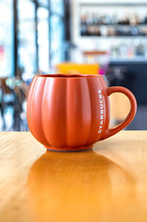 Starbucks Bal Kabağı Tasarımlı Seramik Kupa Pumpkin Mug 473 ml