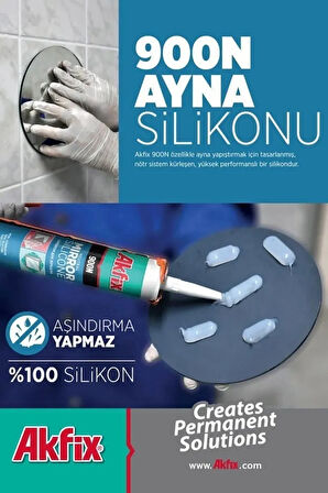 6 parça 900N Nötr Ayna Silikonu 280ml Şeffaf