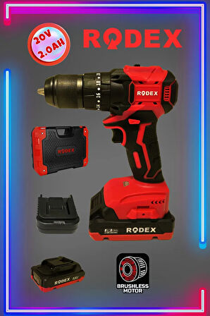 20 V 2.0 Ah Çift Akülü Darbeli matkap Kömürsüz Motor RDX3404