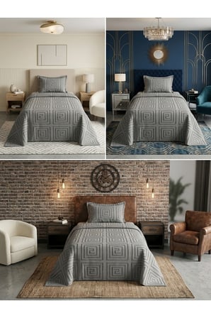 Premium Kabartma Dokulu Royal Model Tek Kişilik Yatak Örtüsü – 1 Adet Yastık Kılıfı Dahil 180 x 240