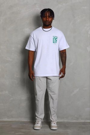 Erkek Baskılı T-Shirt Kısa Kol Bisiklet Yaka Regular Fit Tişört - Beyaz