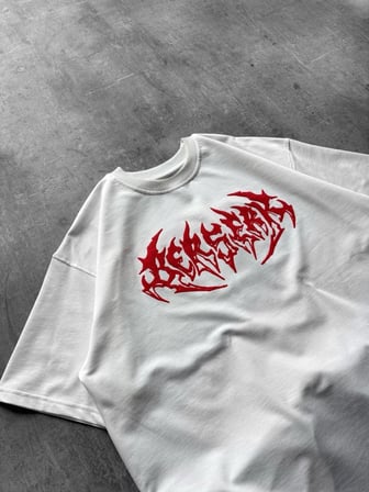 Erkek Kısa Kol Yazlık Tişört Bisiklet Yaka Baskılı Oversize T-Shirt - Beyaz