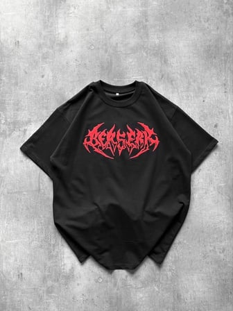 Erkek Kısa Kol Yazlık Tişört Bisiklet Yaka Baskılı Oversize T-Shirt - Siyah
