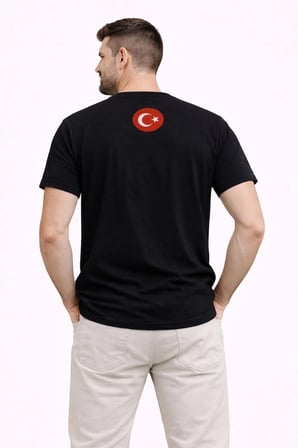Erkek TÜRKİYE Baskılı Tişört Ay Yıldız  Dünya Kupası Taraftar Forma T-Shirt - Siyah