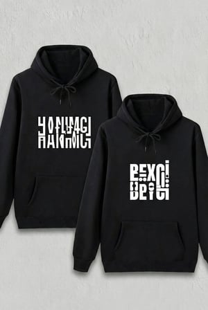 Sevgililer Günü Beyci Hediye Baskılı Oversize Kapüşonlu Sweatshirt - Siyah