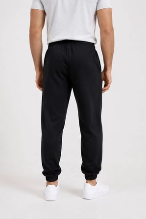 Erkek İki İplik Beli Lastikli Bağcıklı Regular Fit Jogger Eşofman Altı - Siyah