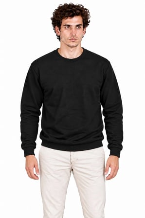 Erkek 2'Li Bisiklet Yaka İçi Şardonlu 2 İplik Düz Uzun Kollu Regular Fit Sweatshirt - Siyah & Gri