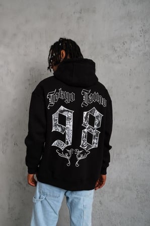 Erkek  Baskılı Kapüşonlu  iplik pamuklu hoodie Sweatshirt - Siyah