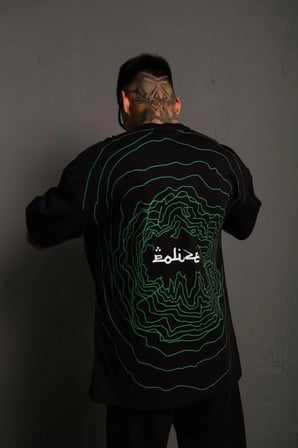 Erkek Kısa Kol Yazlık Tişört Bisiklet Yaka Baskılı Oversize T-Shirt - Siyah