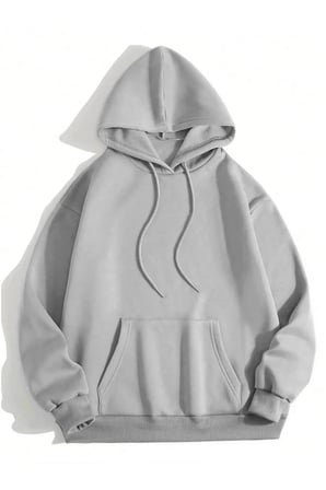 Erkek  İplik Pamuklu Kapüşonlu Kanguru Cepli Sweatshirt Hoodie - Boyalı Gri