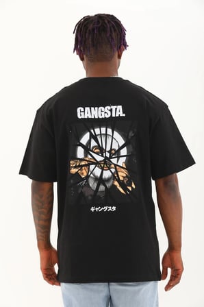 Erkek Baskılı T-Shirt Kısa Kol Bisiklet Yaka Regular Fit Rahat Kalıp Günlük Tişört - Siyah