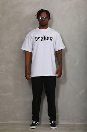 Erkek Baskılı T-Shirt Kısa Kol Bisiklet Yaka Regular Fit Rahat Kalıp Günlük Tişört - Beyaz