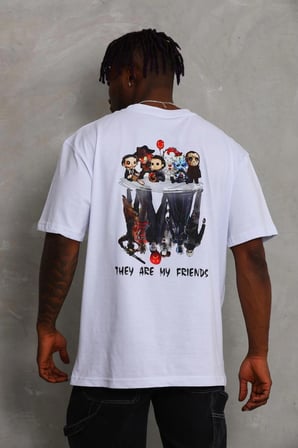 Erkek Baskılı T-Shirt Kısa Kol Bisiklet Yaka Regular Fit Rahat Kalıp Günlük Tişört - Beyaz