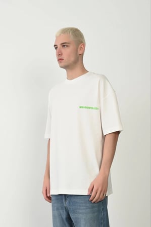 Erkek Baskılı T-Shirt Kısa Kol Bisiklet Yaka Rahat Kalıp Tişört - Beyaz