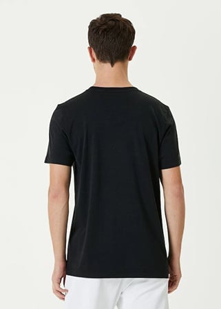 ERKEK Düz Tişört Bisiklet Yaka Regular Fit Yazlık Kısa kol T-Shirt - Siyah