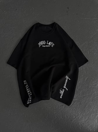 Kadın Kısa Kol Tişört Bisiklet Yaka Filistin Poşülü Baskılı T-Shirt - Siyah