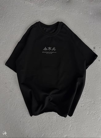 Kadın Baskılı kısa kol Oversize T-Shirt - Siyah