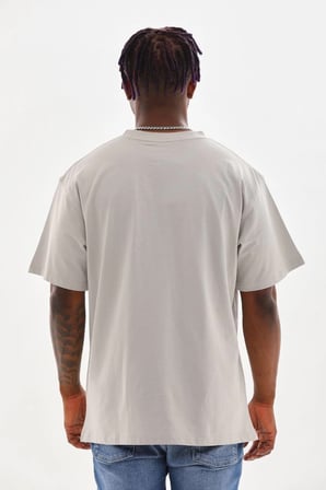 Erkek Baskılı T-Shirt Kısa Kol Bisiklet Yaka Rahat Kalıp Tişört - Gri