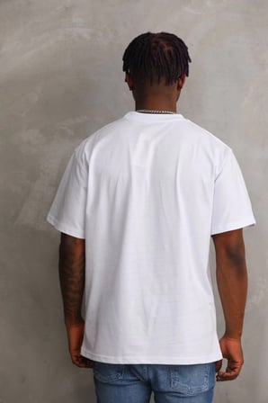 Erkek Baskılı T-Shirt Kısa Kol Bisiklet Yaka Rahat Kalıp Tişört - Beyaz