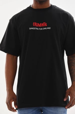 Erkek Baskılı T-Shirt Kısa Kol Bisiklet Yaka Rahat Kalıp Tişört  - Siyah