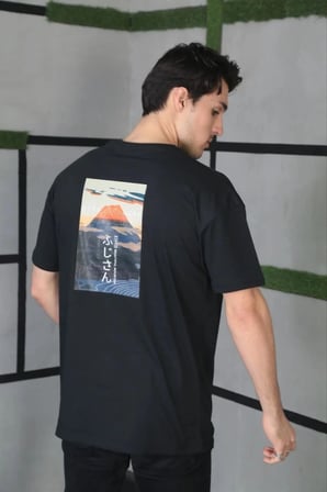 Erkek Kısa Kol Yazlık Tişört Bisiklet Yaka Baskılı Oversize T-Shirt - Siyah