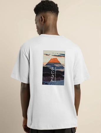 Erkek Kısa Kol Yazlık Tişört Bisiklet Yaka Baskılı Oversize T-Shirt - Beyaz