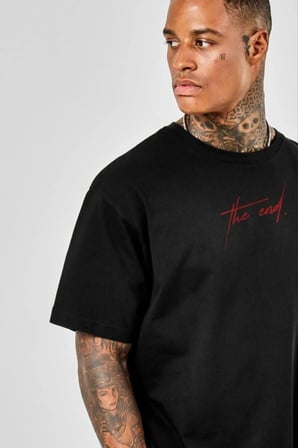Erkek Baskılı T-Shirt Kısa Kol Bisiklet Yaka Regular Fit Rahat Kalıp Günlük Tişört - Siyah
