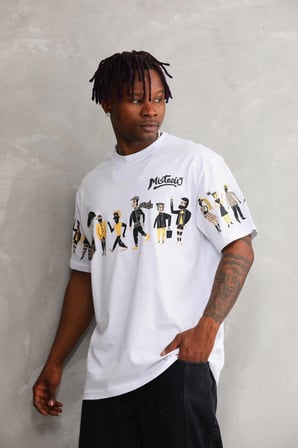 Erkek Kısa Kol Yazlık Tişört Bisiklet Yaka Baskılı Oversize T-Shirt - Beyaz