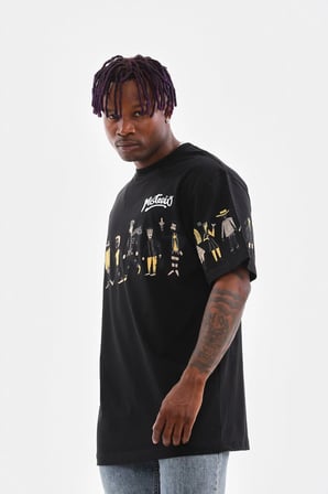 Erkek Kısa Kol Yazlık Tişört Bisiklet Yaka Baskılı Oversize T-Shirt - Siyah