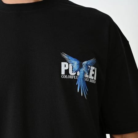 Erkek Baskılı T-Shirt Kısa Kol Bisiklet Yaka Regular Fit Rahat Kalıp Günlük Tişört - Siyah