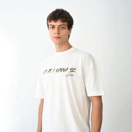 Erkek Baskılı T-Shirt Kısa Kol Bisiklet Yaka Regular Fit Rahat Kalıp Günlük Tişört- Beyaz