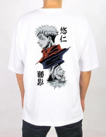 Erkek Kısa Kol Yazlık Tişört Bisiklet Yaka Baskılı Oversize T-Shirt - Beyaz