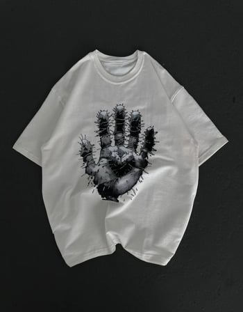 Kadın Baskılı T-Shirt Kısa Kol Bisiklet Yaka Regular Fit Rahat Kalıp Günlük Tişört - Beyaz