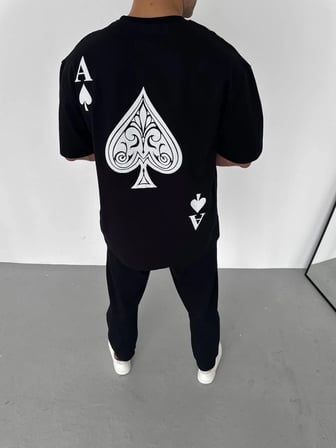Erkek Baskılı T-Shirt Kısa Kol Bisiklet Yaka Regular Fit Rahat Kalıp Günlük Tişört - Siyah