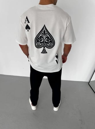 Erkek Baskılı T-Shirt Kısa Kol Bisiklet Yaka Regular Fit Rahat Kalıp Günlük Tişört - Beyaz