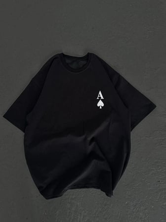 Kadın Baskılı T-Shirt Kısa Kol Bisiklet Yaka Oversize Rahat Kalıp Günlük Tişört - Siyah