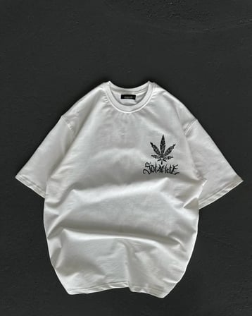 Kadın Baskılı T-Shirt Kısa Kol Bisiklet Yaka Oversize Rahat Kalıp Günlük Tişört   - Beyaz