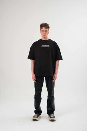 Kadın Baskılı T-Shirt Kısa Kol Bisiklet Yaka Oversize Rahat Kalıp Günlük Tişört   - Siyah