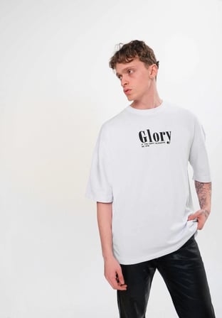 Erkek Kısa Kol Yazlık Tişört Bisiklet Yaka Baskılı Oversize T-Shirt - Siyah