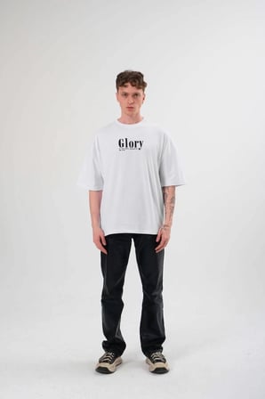 Erkek Kısa Kol Yazlık Tişört Bisiklet Yaka Baskılı Oversize T-Shirt - Siyah