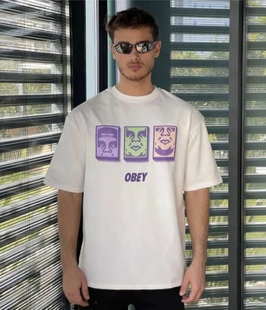 Erkek Kısa Kol Yazlık Tişört Bisiklet Yaka Baskılı Oversize T-Shirt - Beyaz