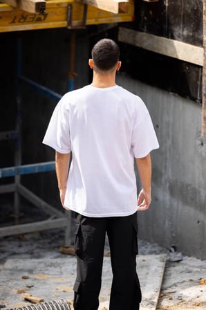 Erkek Kısa Kol Yazlık Tişört Bisiklet Yaka Baskılı Oversize T-Shirt - Beyaz