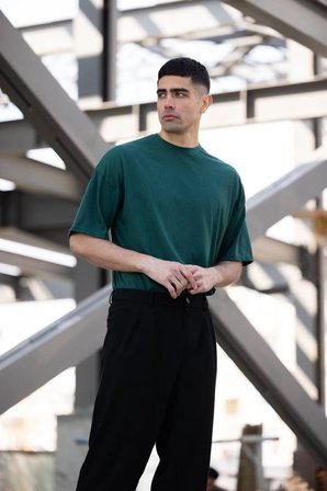 Erkek Düz T-Shirt Kısa Kol Bisiklet Yaka Regular Fit Rahat Kalıp Günlük Tişört - Haki