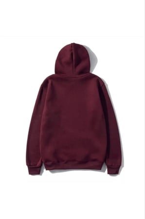 Kadın  İplik Pamuklu Kapüşonlu Kanguru Cepli Düz Hoodie Sweatshirt - Bordo