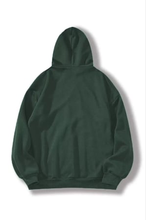 Kadın Kapüşonlu Kanguru Cepli  İplik Pamuklu Düz Hoodie Sweatshirt - Haki