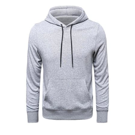 Erkek  İplik Pamuklu Kapüşonlu Cepli Oversize Hoodie Sweatshirt - Gri